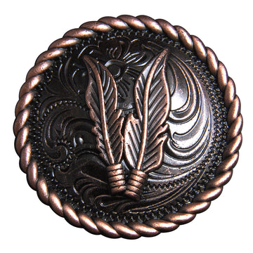 1.5" Hilason Western Style Copper Feather Rope Edge Tack Saddle Headstall Concho